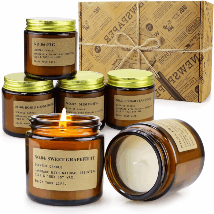 6 Pack Candles for Home Scented Aromatherapy Candle Gift Set for Women Soy Wax Long Lasting Amber Jar Candles Gift for Birthday Mother'S Thanksgiving Day Present