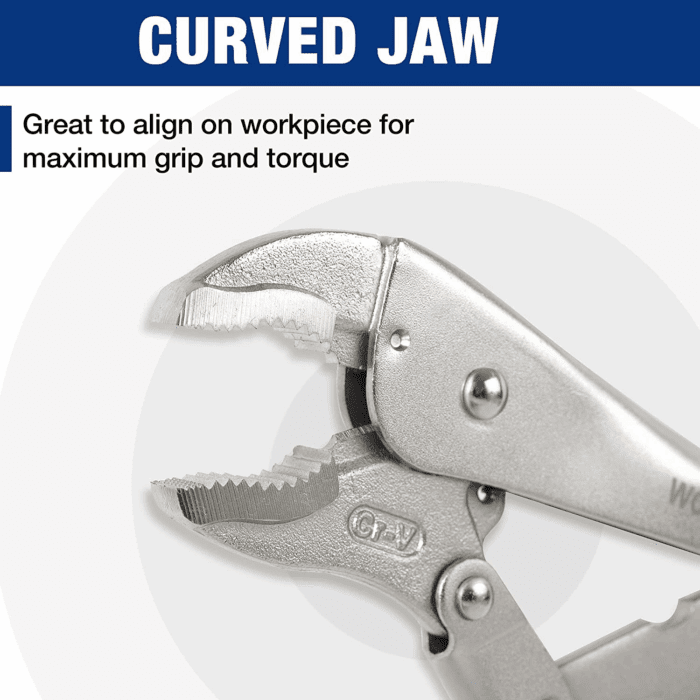 5-Piece Locking Pliers Set, Pliers Tool Set, Vice Grips with Chrome-Vanadium Steel, 5/7/10 Inch Curved Jaw Pliers, 6.5/9 Inch Long Nose Pliers - Image 3