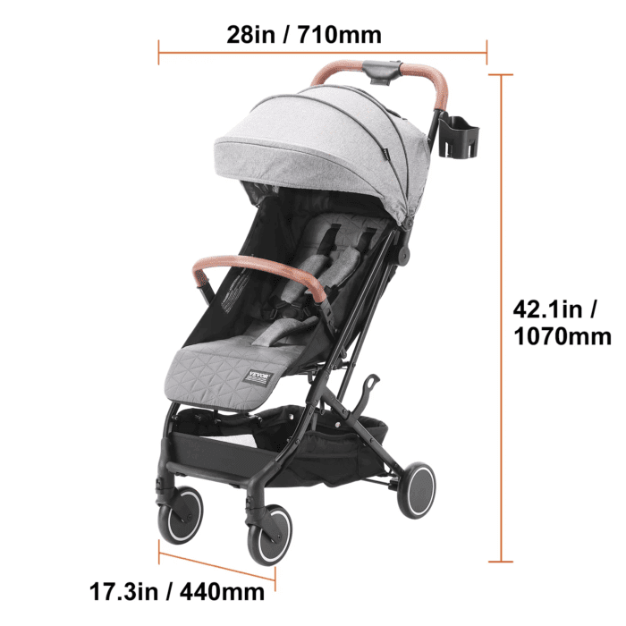 Baby Stroller, One-Click Folding Umbrella Stroller Lightweight Travel Stroller for Newborn Baby, Dark Grey - Image 8