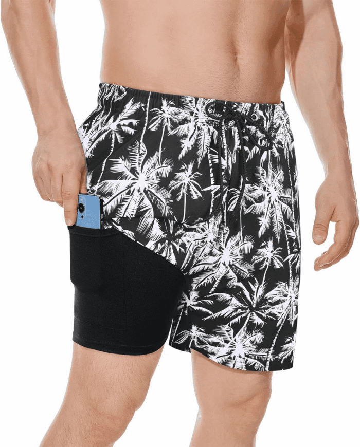 Men'S Swim Trunks Board Shorts Quick Dry Mens Swimming Trunks with Compression Liner