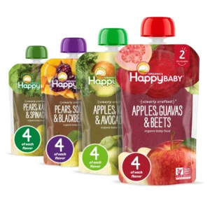 Organics Stage 2 Baby Food Pouches, Gluten Free, Vegan & Healthy Snack, Clearly Crafted Fruit & Veggie Puree, Fruit & Veggie Variety Pack, 4 Ounces (Pack of 16), Amazon Exclusive