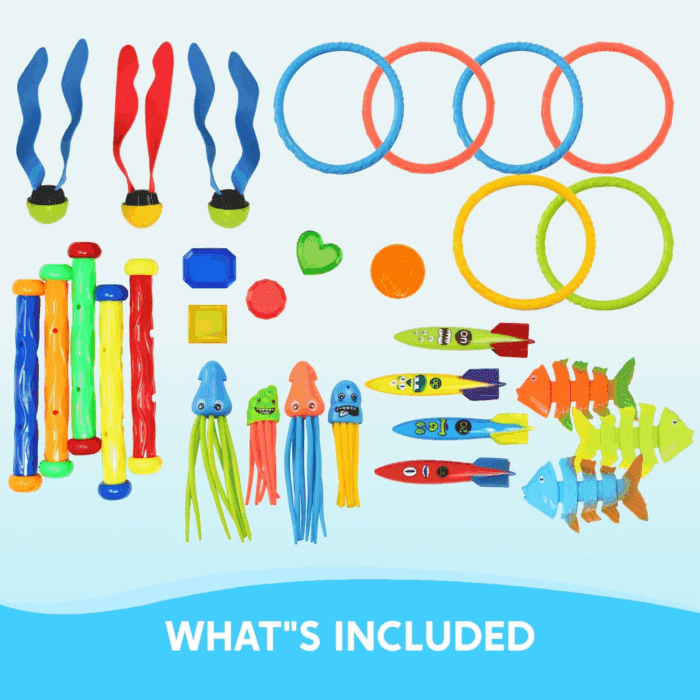 30 Pcs Diving Pool Toys for Kids Ages 3-12 Jumbo Set with Storage Bag Pool Games Summer Swim Water Fishtoys - Image 2