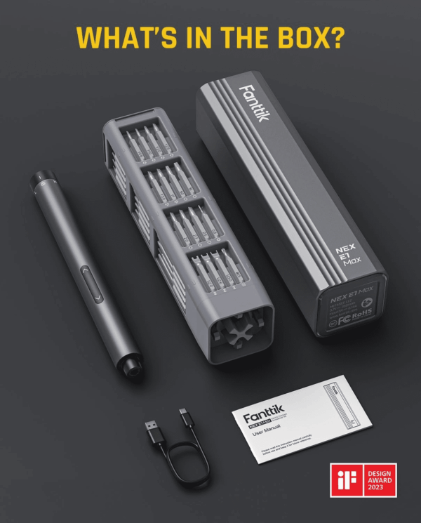 E1 Max 3.7V Electric Screwdriver, Mini Precision Screwdriver Set, 50 Magnetic Bits, Magnetic Storage, 5/32‘’Hex, Repair Tool Kit for Electronics Phone Camera Laptop Watch (Grey) - Image 9