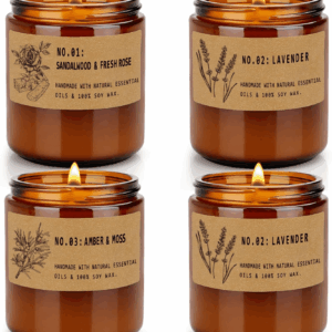 Candles for Home Scented, 4 Pack Candle Gifts for Woman, Large Lavender Rose Amber Aromatherapy Scented Candles, 220H Long Lasting Soy Wax Candle Set for Mother'S Day, Birthday, Anniversary, Men