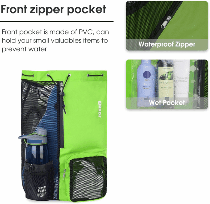 Swim Bag Mesh Drawstring Backpack with Wet Pocket for Swimming, Gym, and Workout Gear - Image 3