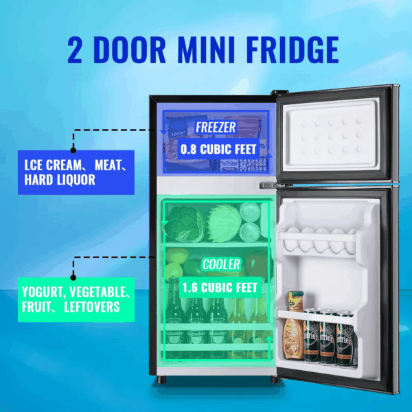 2.4 Cu.Ft Mini Fridge with Freezer, Small Refrigerator Apartment Size Fridge Black, NEW - Image 6