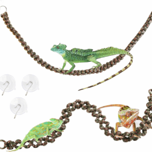 2 Pcs Reptile Vines for Climbing Bendable Jungle Vines Made of Handmade Umbrella Cord Weaving Rope Decor with 3 Suction Cup Accessories for Chameleon Crab Lizards Snakes Gecko Frog Hermit Crab