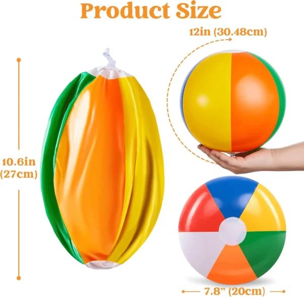Rainbow Beach Balls(12 Pack), 12'' Inflatable Swimming Pool Toys for Summer Water Games Kids Birthday Party Supplies Combo Set Include Inflatable Beach Balls - Image 5