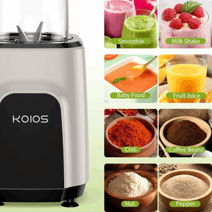 18 Oz. Single Speed Countertop Blenders for Shakes and Smoothies with 2X18.6Oz and 10Oz Cups - Image 7