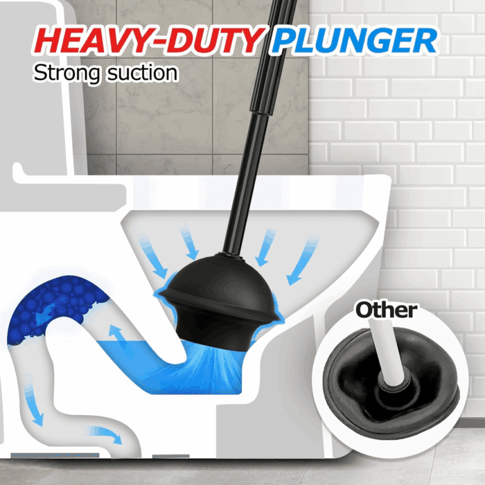 2 in 1 Toilet Plunger and Brush Set，Extended Handle Plunger，Toilet Bowl Brush Plunger Set,Bathroom Cleaning Tools ，Toilet Brush Plunger Combo，Cleaning Brush，Bathroom Cleaning Supplies - Image 3