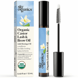 - Organic Lash & Brow Oil & Applicator - Eyelash Serum - Castor Oil Organic - Moringa, Amla, Vitamin E - Lashes, Eyebrows - Hair Oil - Self Care, Beauty - Gifts for Women - .4 Fl Oz, 12Ml