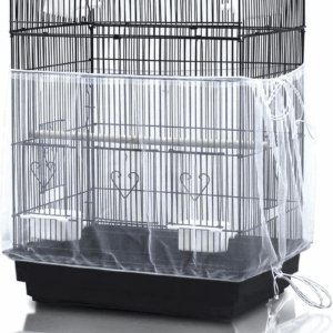 Bird Cage Seed Cather,Universal Adjustable Birdcage Cover Skirt Nylon Mesh Netting Parrot Parakeet Macaw African round Square Cages Cover
