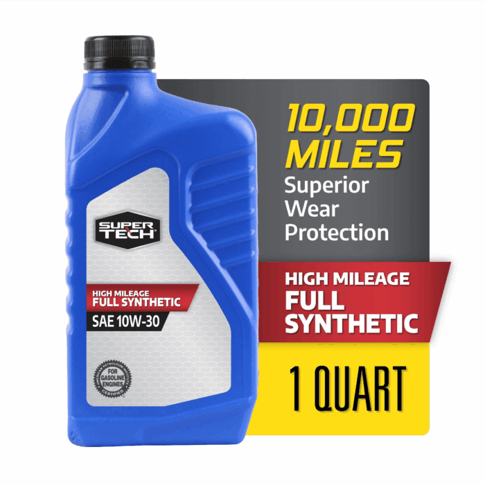 High Mileage Full Synthetic SAE 10W-30 Motor Oil, 1 Quart - Image 2