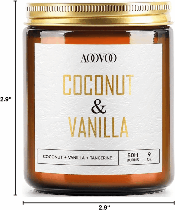Coconut Vanilla Candles - Vanilla Candle, Scented Candles, Soy Candles, Aromatherapy Candle, Soy Wax Candle, Candle for Home Scented, 9Oz - Image 8