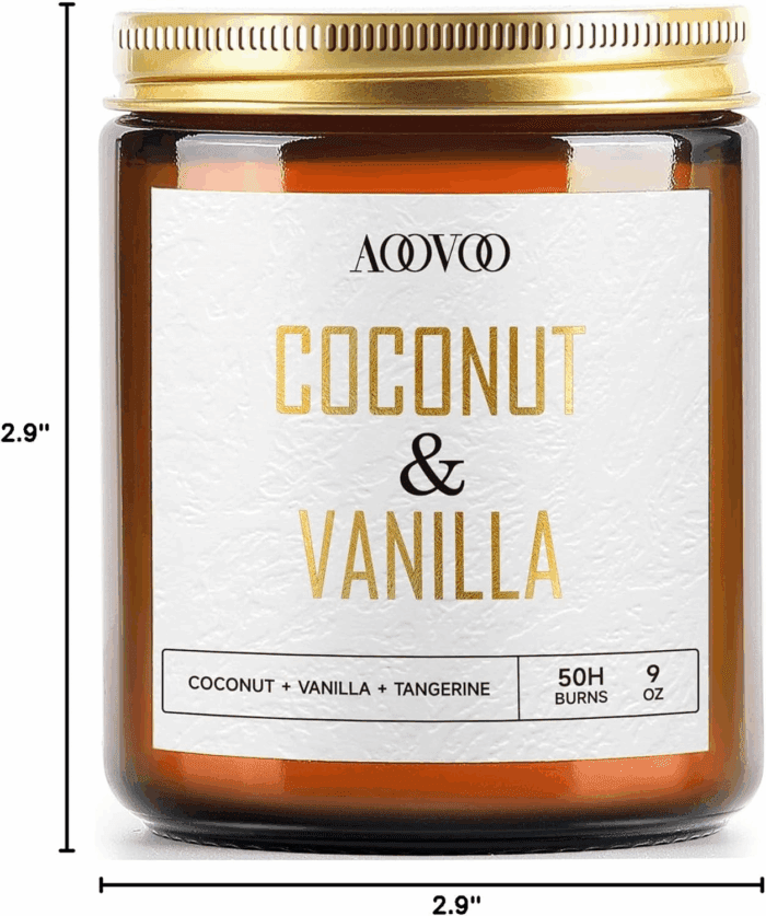 Coconut Vanilla Candles - Vanilla Candle, Scented Candles, Soy Candles, Aromatherapy Candle, Soy Wax Candle, Candle for Home Scented, 9Oz - Image 8