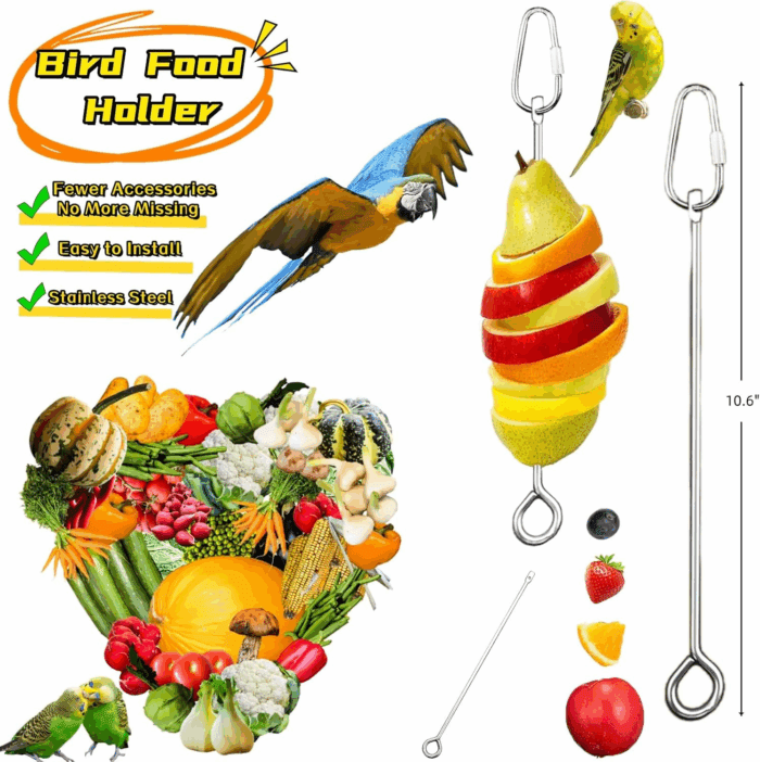 8 PCS Bird Cage Accessories Parrot Perch Stand Bird Swings Bird Stand Platforms Bird Cage Food Holder Bird Cage Toys Kit for Parakeets,Cockatiel,Budgerigar and Small and Medium Birds - Image 6
