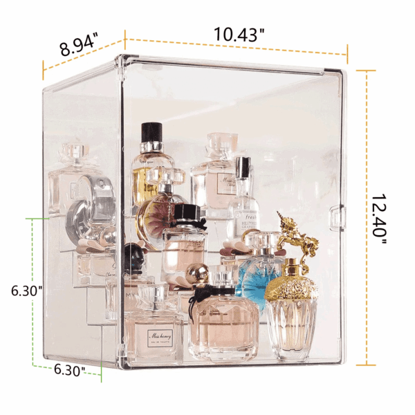 Clear Acrylic Display Case, 5 Tier Perfume Stand Makeup Organizer Storage Stand Riser Luxury Display Box Storage with Door Dustproof for Mini Figure, Collectible, Toys, Cosmetics - Image 3