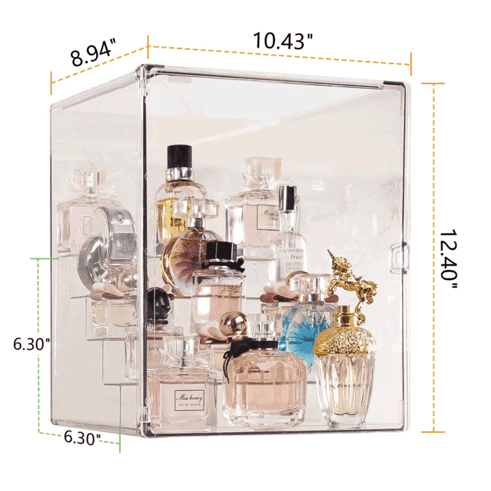 Clear Acrylic Display Case, 5 Tier Perfume Stand Makeup Organizer Storage Stand Riser Luxury Display Box Storage with Door Dustproof for Mini Figure, Collectible, Toys, Cosmetics - Image 3