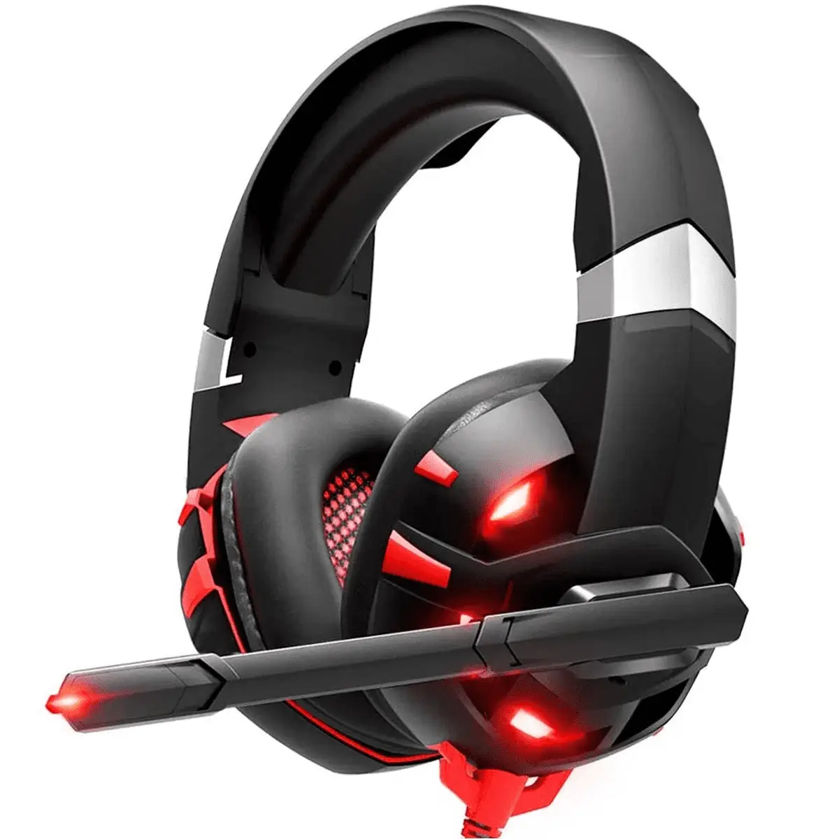Stereo Gaming Headset for PS4, Xbox One, PC, Mobile, Noise Canceling over Ear Headphone with Mic and LED Light