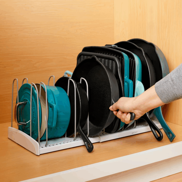 Storemore Expandable Cookware Rack, Adjustable Pan Organizer for Kitchen Cabinet Storage, White - Image 5