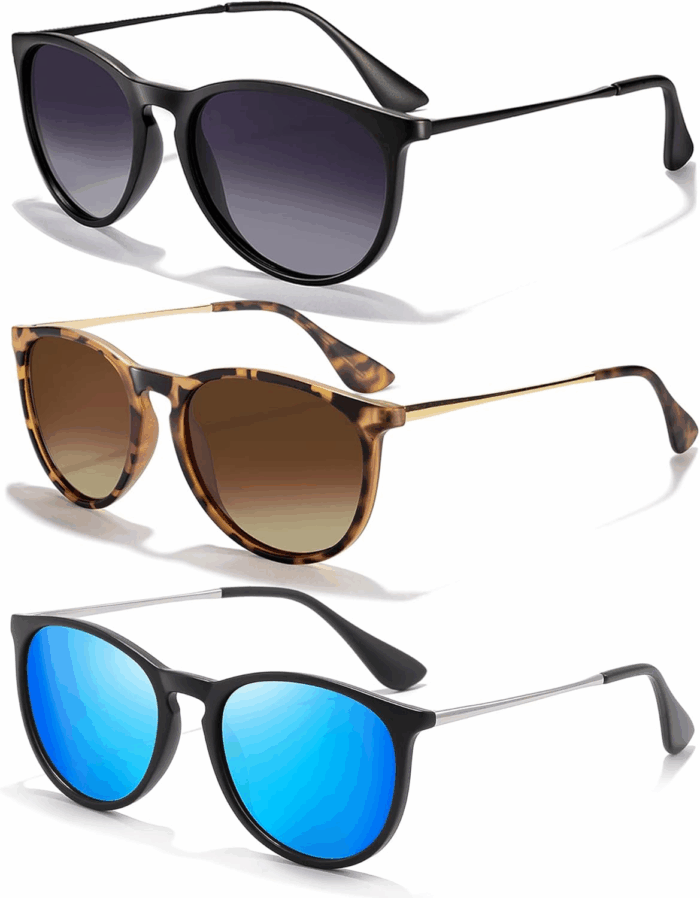 Sunglasses Womens Men Polarized UV Protection Trendy Vintage Retro round Mirrored Lens Sunglasses for Women