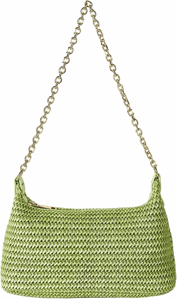 Women'S Straw Woven Shoulder Bag Tote Handbag Summer Beach Purse
