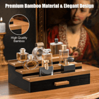 Cologne Organizer for Men – 3-Tier Perfume Display Shelf with Drawer and Hidden Storage, Elegant Cologne Holder, Great Gift for Men and Fathers (3T-Blackwalnut) - Image 2