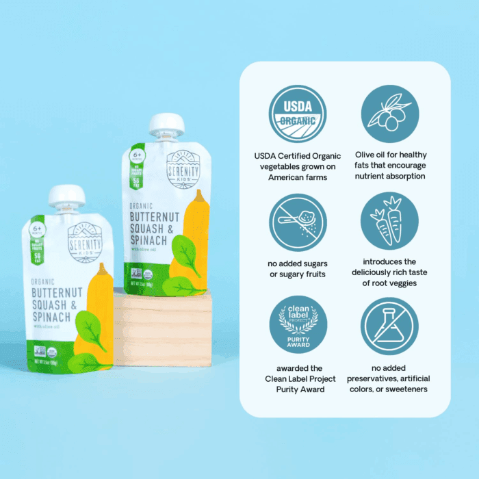 6+ Months USDA Organic Veggie Puree Baby Food Pouches | No Sugary Fruits or Added Sugar | Allergen Free | 3.5 Ounce Bpa-Free Pouch | Butternut Squash & Spinach | 1 Count - Image 5