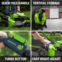 48V (2X24V) 20" Cordless Battery Lawn Mower, 12" String Trimmer & Edger, and 330 CFM Blower Combo Kit W/ (2) 4.0Ah Batteries, (1) 2.0Ah Battery & Chargers - Image 5