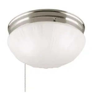 Lighting  Two-Light Flush-Mount Interior Ceiling Fixture with Pull Chain Brushed Nickel