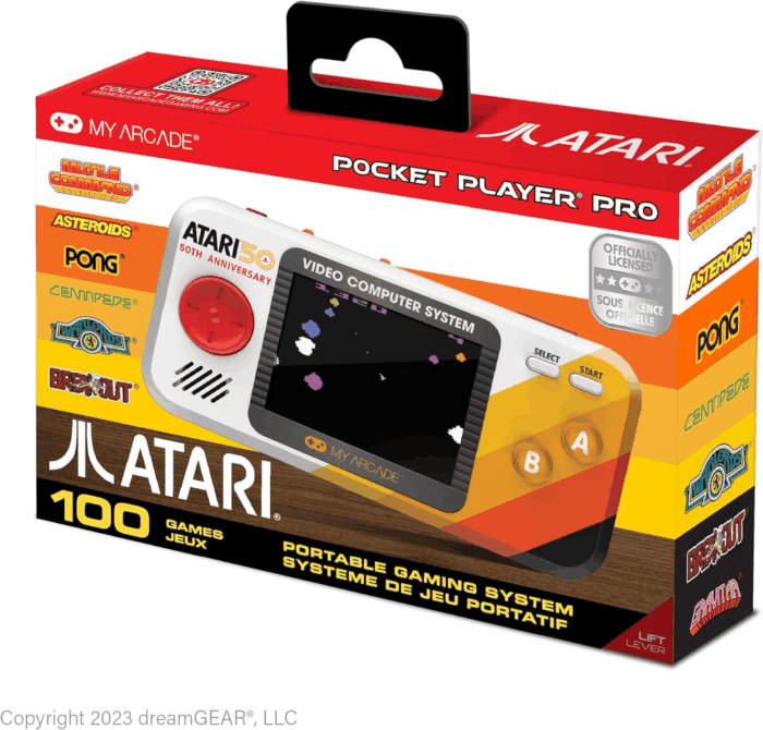 Atari Pocket Player Pro: Handheld Portable Video Game Console with 100 Games, 2.75" Color Display, Ergonomic Design