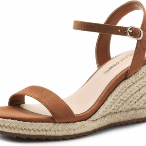 Espadrilles Wedge Sandals for Women, Women'S Open Toe Summer Dressy Sandals with Adjustable Ankle Strap and Soft Footbed