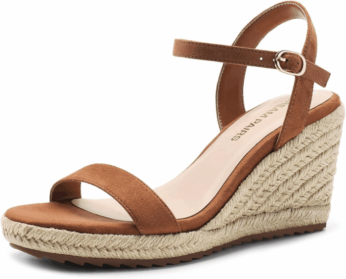 Espadrilles Wedge Sandals for Women, Women'S Open Toe Summer Dressy Sandals with Adjustable Ankle Strap and Soft Footbed