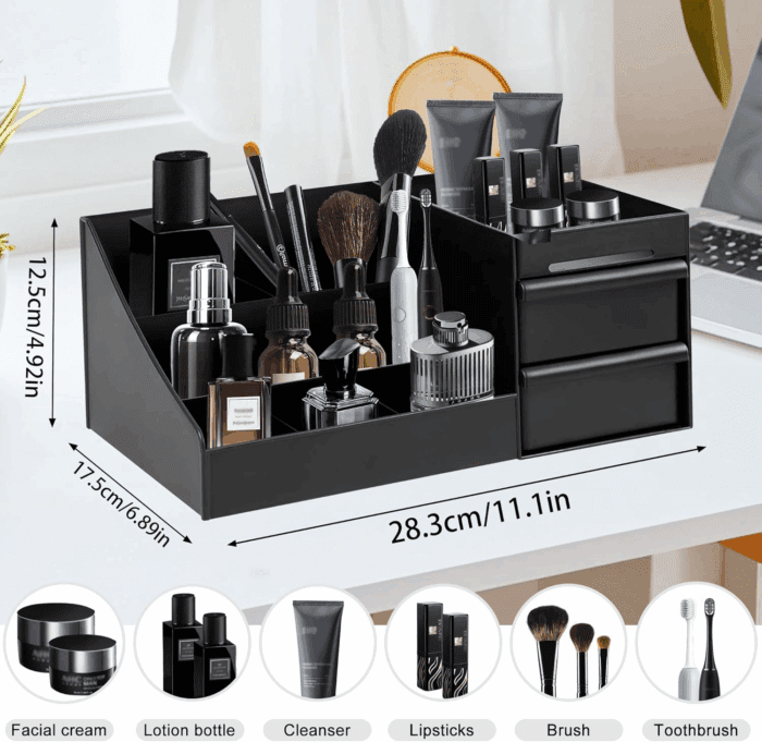 Cologne Organizer for Men Perfume Organizers Vanity Organizers Cologne Stands with Drawers Bathroom Stand and Storage Desk Display Dresser Organizer Countertop Makeup Organizers for Skincare Toiletry - Image 2