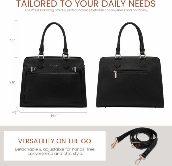 Purses and Handbags for Women, Tote Shoulder Bag Satchel Black Purse and PU Leather Top Handle for Ladies - Image 7