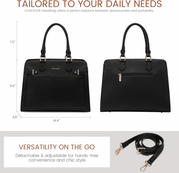 Purses and Handbags for Women, Tote Shoulder Bag Satchel Black Purse and PU Leather Top Handle for Ladies - Image 7