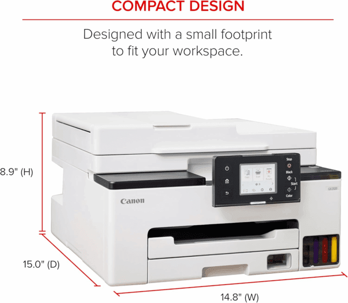 Megatank GX2020 All-In-One Wireless Supertank [Megatank] Printer | Print, Copy and Scan| Mobile Printing |2.7" LCD Color Touchscreen | Auto Document Feeder and Auto Duplex Printing - Image 6