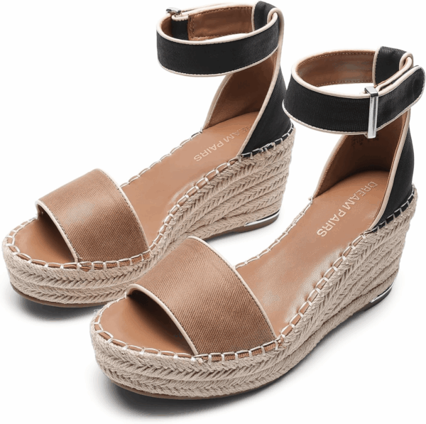 Women'S Wedge Sandals Open Toe Espadrilles Sandals Comfortable Dressy Ankle Strap Platform Sandals Suitable for Work Beach Summer Shoes - Image 4