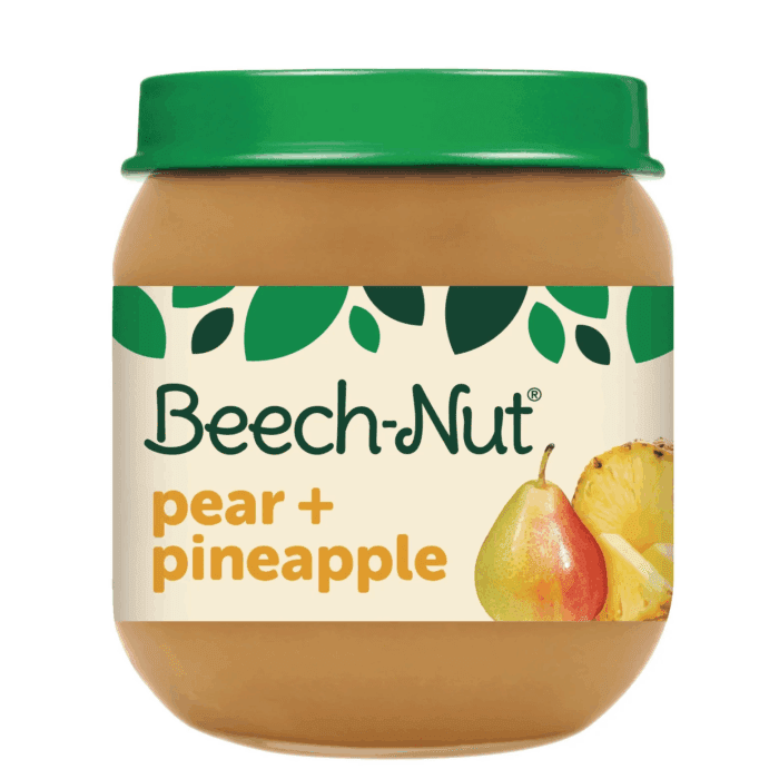 Stage 2 Baby Food, Pear & Pineapple, 4 Oz Jar