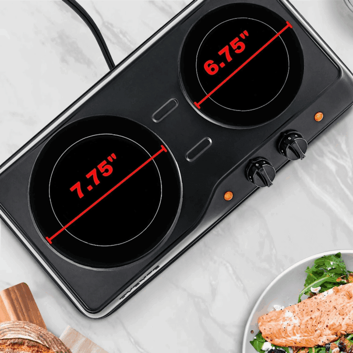 Countertop Infrared Double Burner, 1700W Electric Hot Plate and Portable Stove, Black BGI102B - Image 6