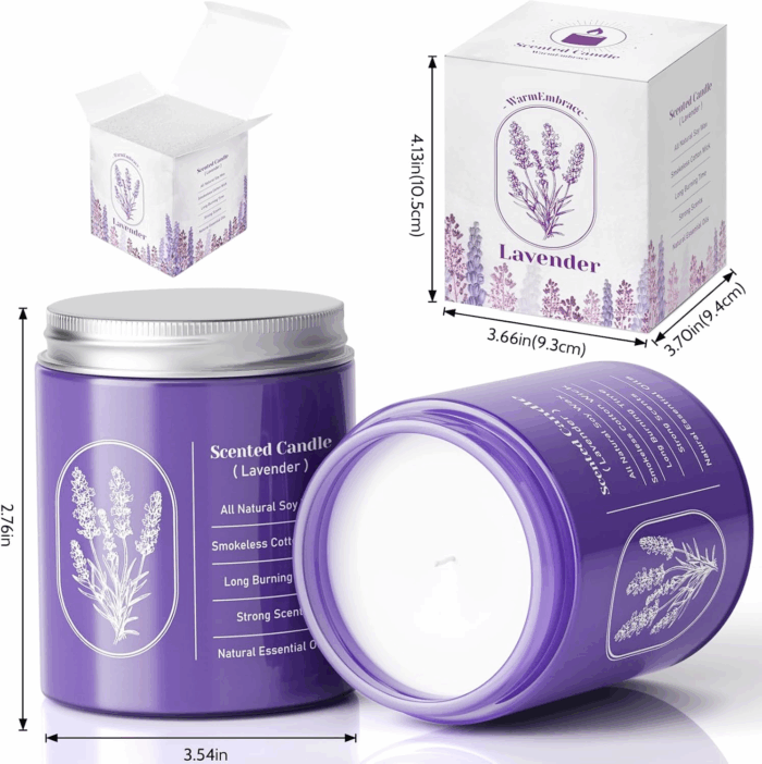 Lavender Candles for Home Scented, 7.6 Oz Purple Jar Candle, Natural Fragrance for Women, 40 Hour Long-Lasting Burn Scented Candle for Birthday - 1 Pack - Image 2