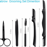 Eyebrow Razor, 5-In-1 Eyebrow Kit, Professional Eyebrow Grooming Set, Eyebrow Trimmer Set for Women and Men, Including Brow Razors Trimmer, Brush, Eyebrow Scissors, Slant Tweezers - Image 7