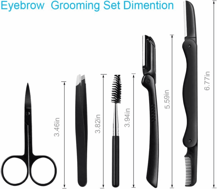 Eyebrow Razor, 5-In-1 Eyebrow Kit, Professional Eyebrow Grooming Set, Eyebrow Trimmer Set for Women and Men, Including Brow Razors Trimmer, Brush, Eyebrow Scissors, Slant Tweezers - Image 7