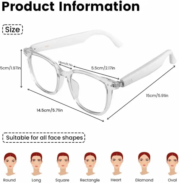 Smart Glasses for Women Men, Bluetooth Glasses with Photochromic Lenses Touch Control Voice Assistant for Clear Audio Remote Photography, Perfect for Indoor Outdoor - Image 5