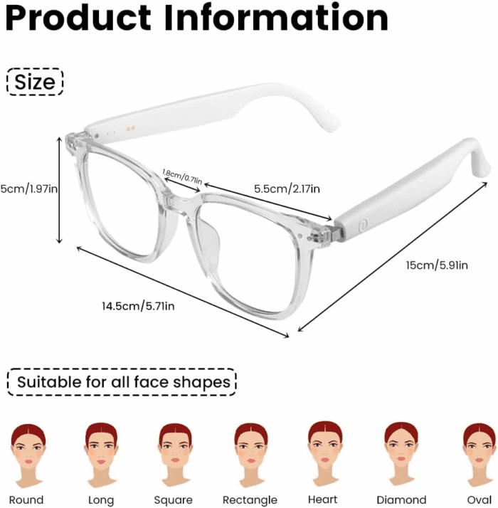 Smart Glasses for Women Men, Bluetooth Glasses with Photochromic Lenses Touch Control Voice Assistant for Clear Audio Remote Photography, Perfect for Indoor Outdoor - Image 5