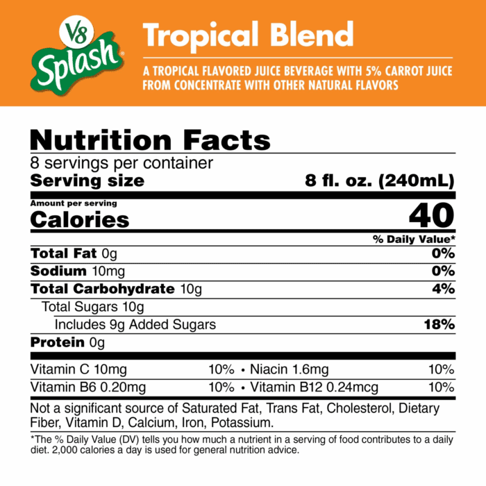 V8 Splash Tropical Blend Flavored Juice Beverage, 64 Fl Oz Bottle - Image 5