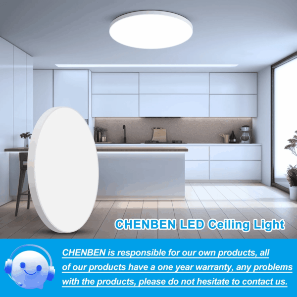 11" LED, Waterproof, Slim Bedroom, Living Room Ceiling Flush Mount Light - Image 4