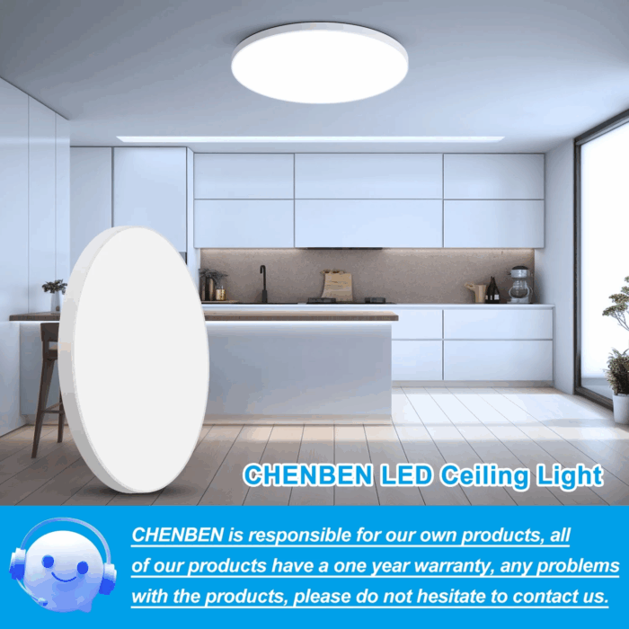11" LED, Waterproof, Slim Bedroom, Living Room Ceiling Flush Mount Light - Image 4