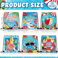 12 Pcs Pool Beach Drawstring Bags Summer Drawstring Backpack Beach Ball String Birthday Bag Pool Party Decoration (Classic) - Image 2