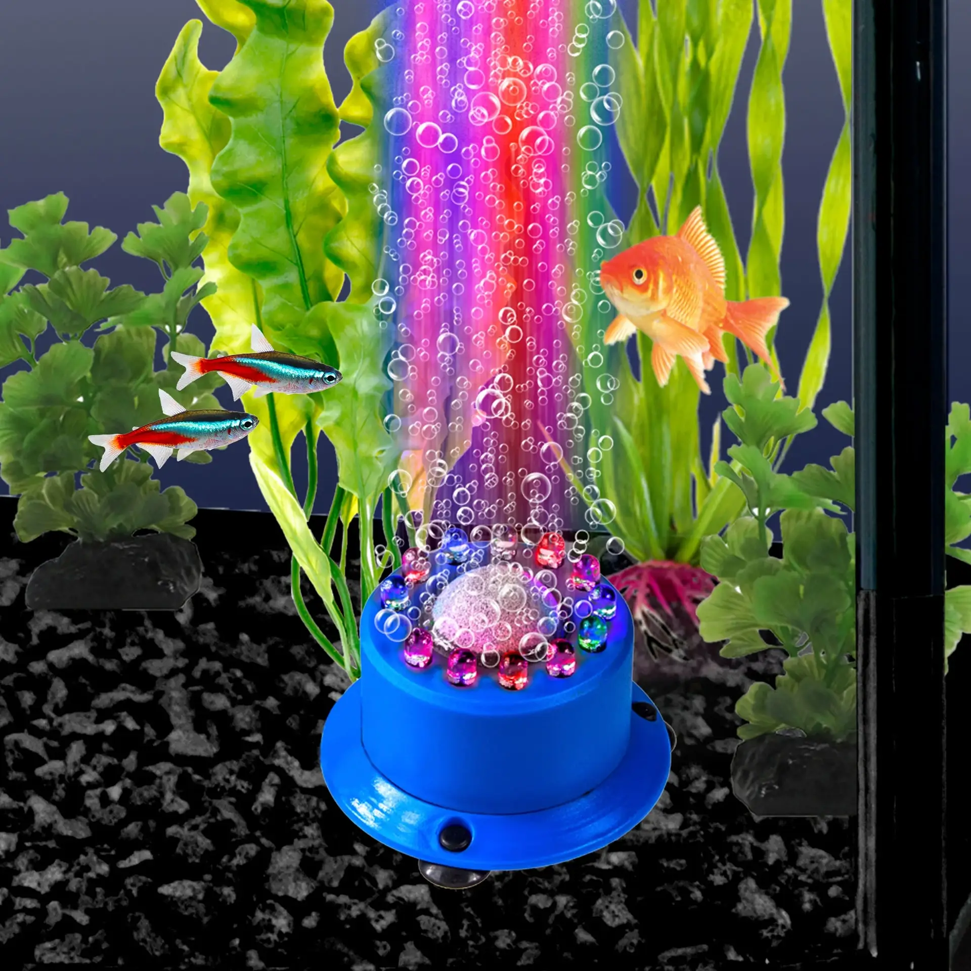 Cascade Multicolor Rainbow LED Air Stone for Aquariums, 2.5” Diameter - Image 7